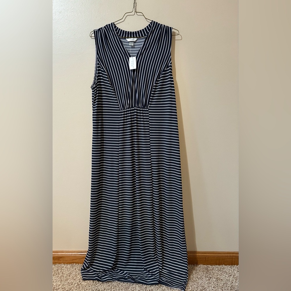 CJ Banks Striped Sleeveless Maxi Dress Women’s size 1X NWT
